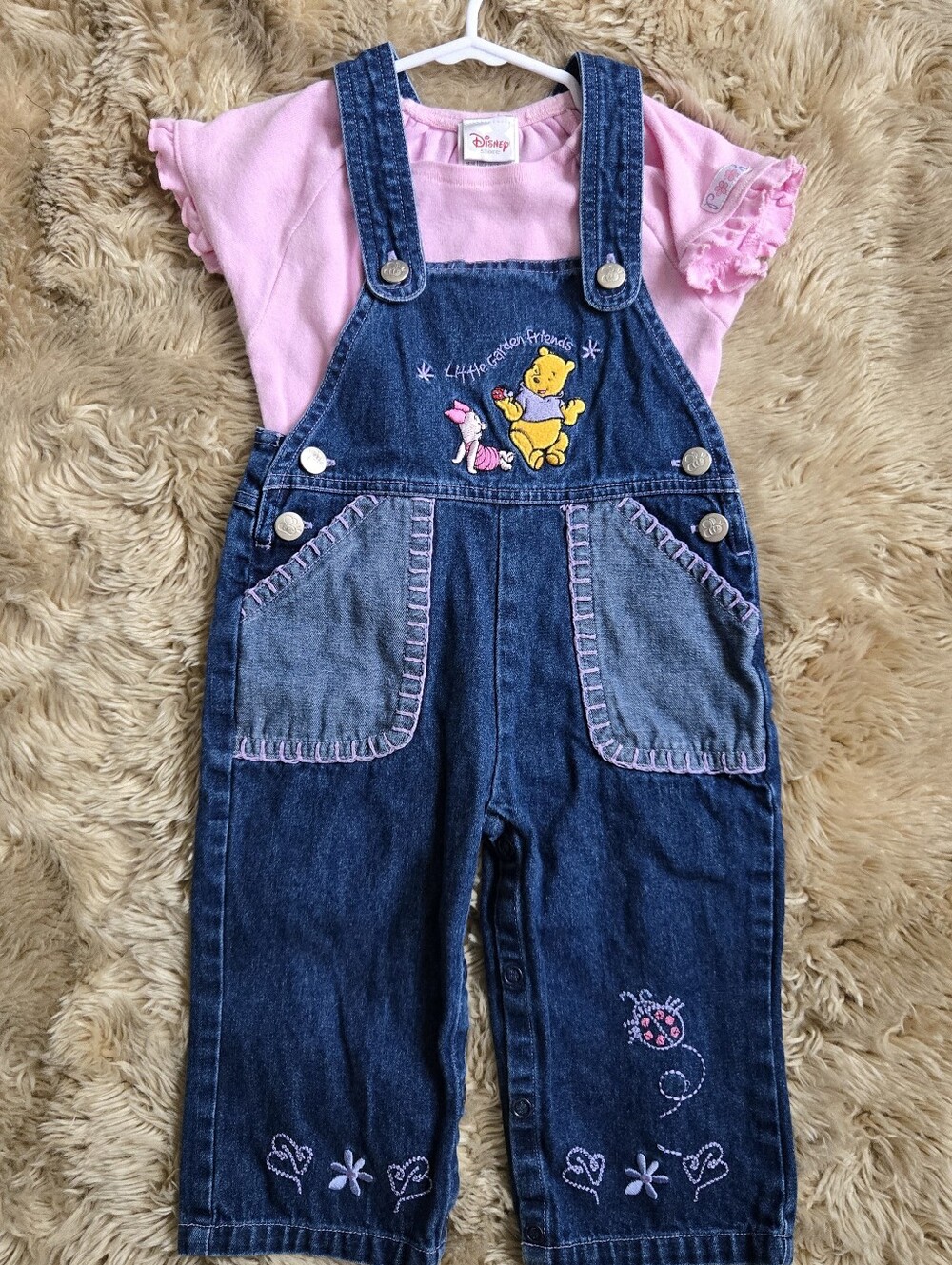 Vintage Y2K Winnie The Pooh 18m Cottage Core Garden Overalls